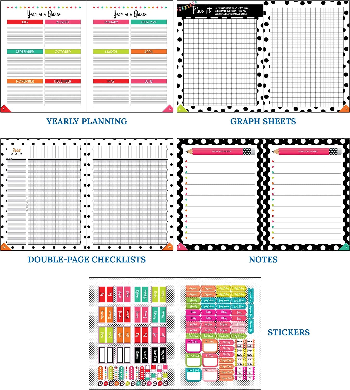 Schoolgirl Style Black, White & Stylish Brights Daily Planner
