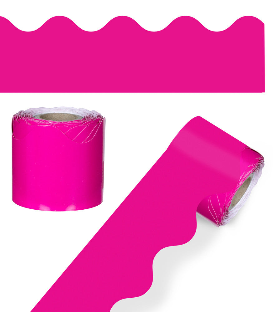 36' Hot Pink Rolled Scalloped Bulletin Board Borders