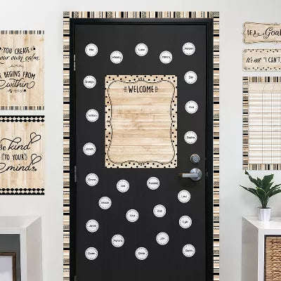 Core Decor Black, White, and Wood Welcome Chart