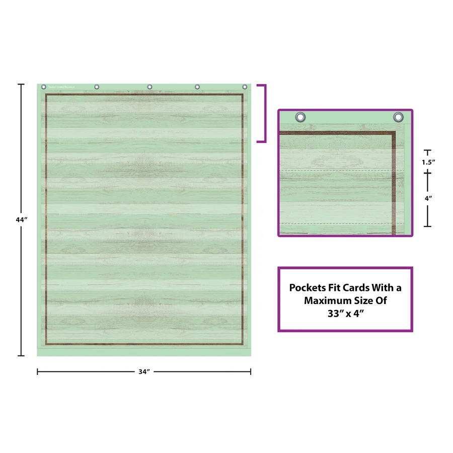 Mint Green Painted Wood 10 Pocket Chart