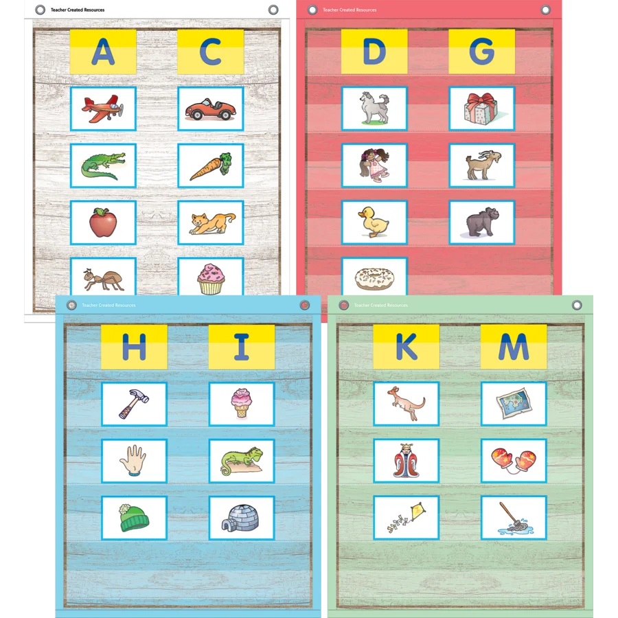 Painted Wood Magnetic Mini Pocket Charts