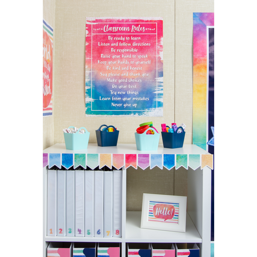 Watercolor Pennants Die-Cut Border Trim