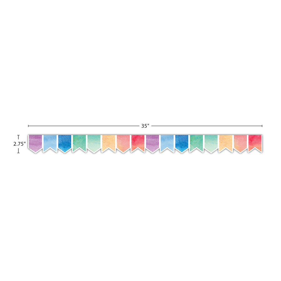 Watercolor Pennants Die-Cut Border Trim