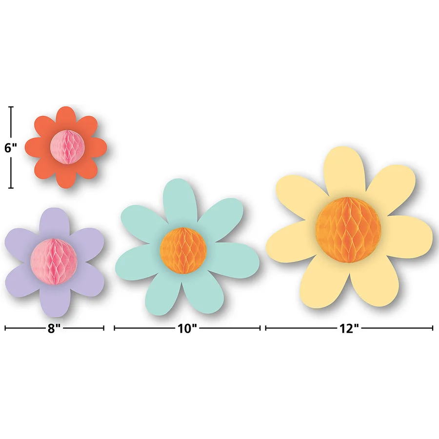 Groovy Flowers 3D Honeycomb Accents