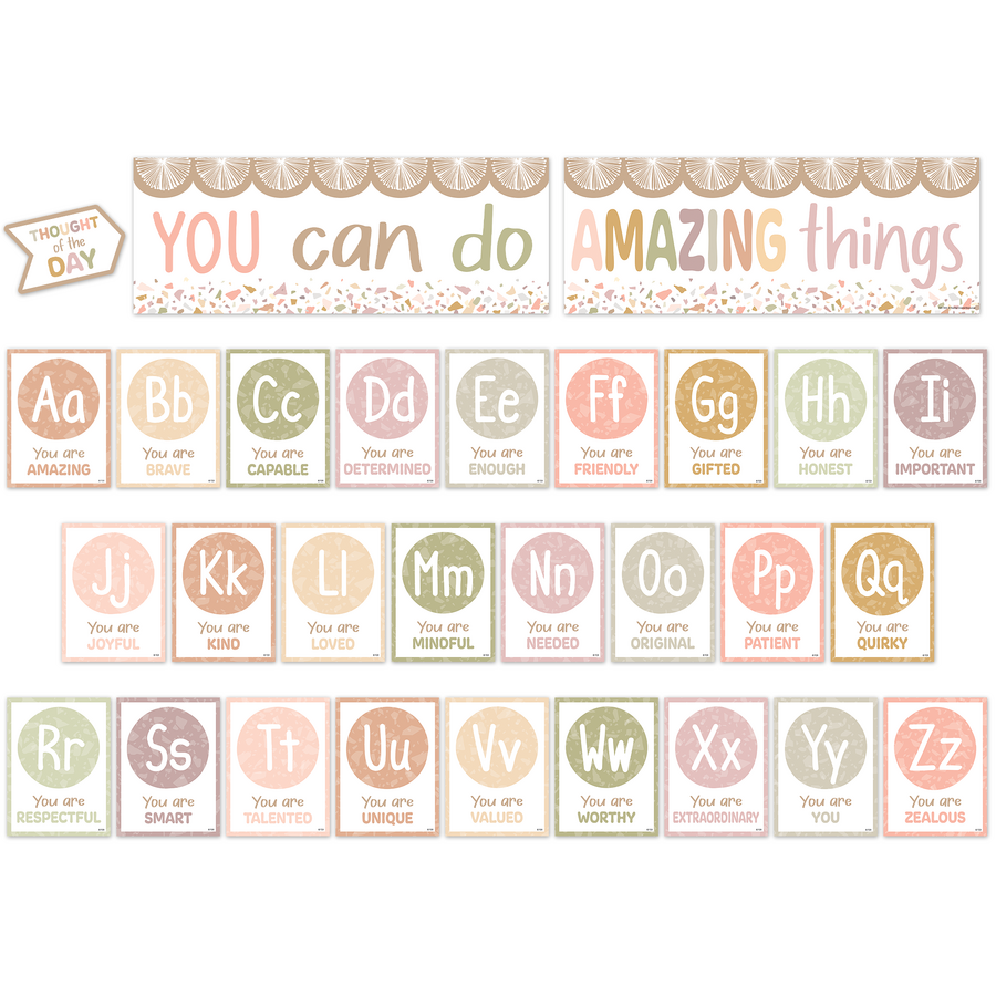 Terrazzo Tones Alphabet Affirmations Bulletin Board