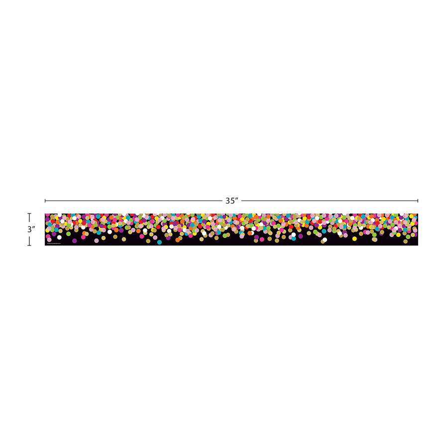 Colorful Confetti on Black Straight Border Trim