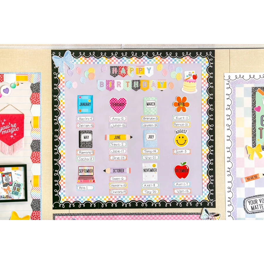 Cool for School Checkers Straight Border Trim