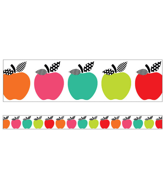 Black, White & Stylish Brights Apples Straight Bulletin Board Borders