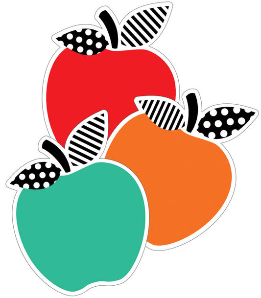Black, White & Stylish Brights Apples Extra Large Cutouts
