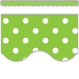 Lime Polka Dots Scalloped Border Trim