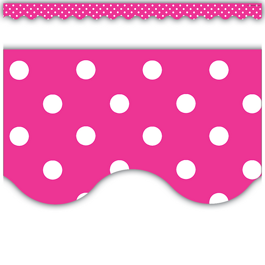 Hot Pink Polka Dots Scalloped Border Trim