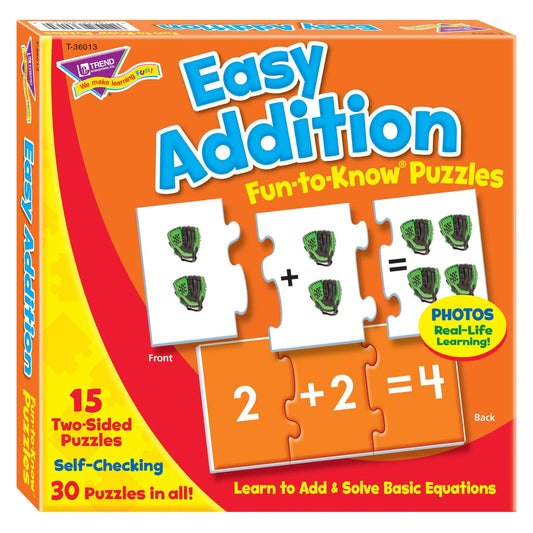 Easy Addition Fun-to-Know® Puzzles