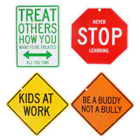 Street Sign Decor with Positive Messaging, 9x9-in. Plastic
