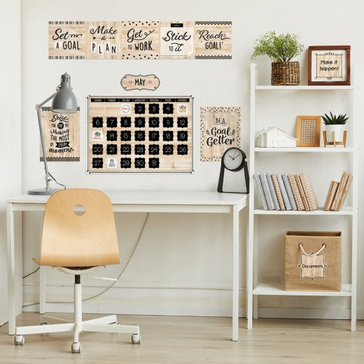 Core Décor Black, White, and Wood Calendar Set Bulletin Board