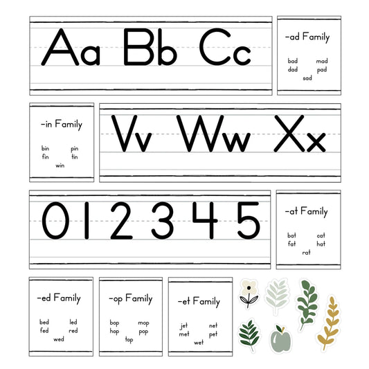 Farmhouse Alphabet Line: Manuscript Bulletin Board Set Grade PK-2