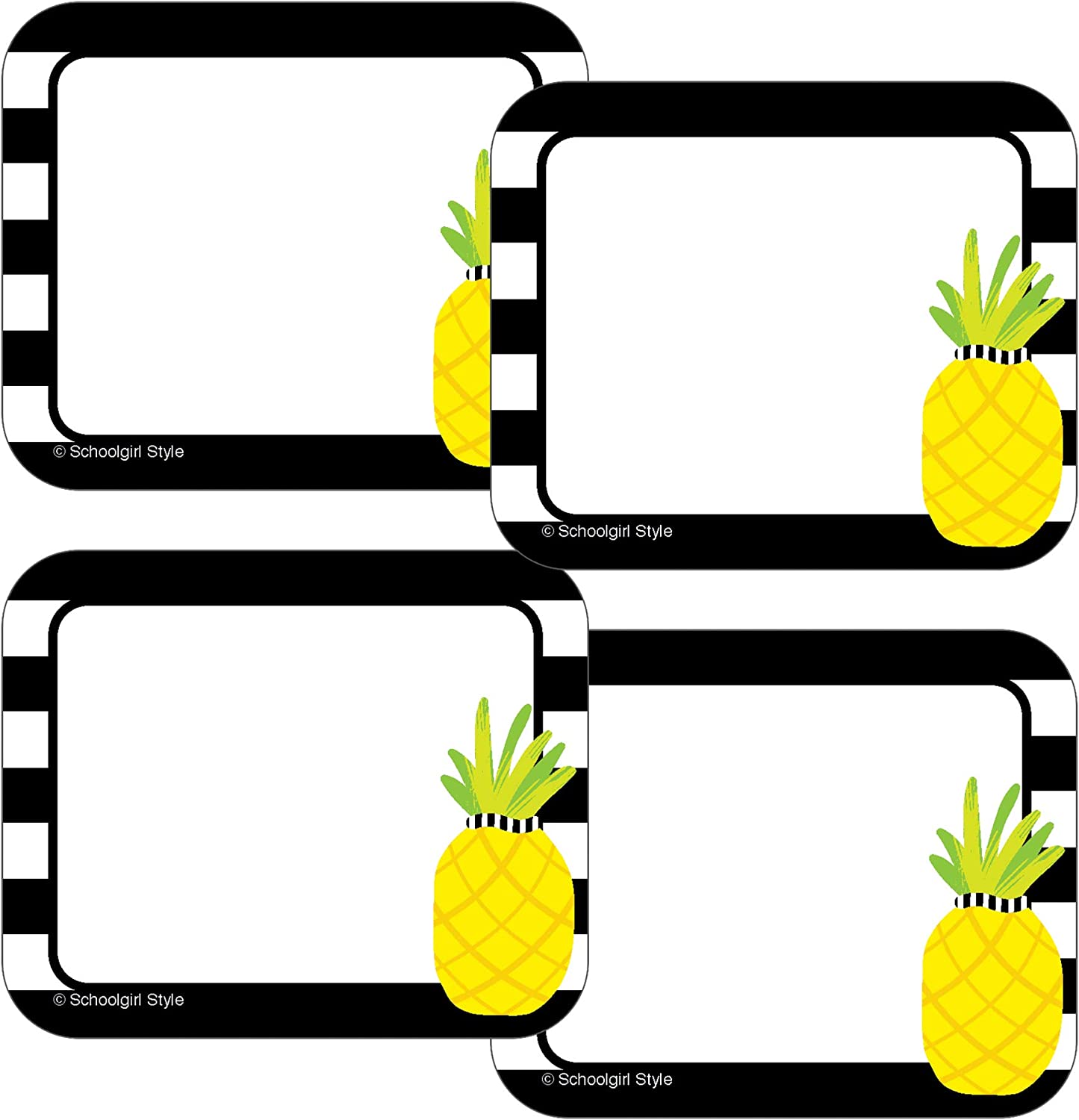 Pineapple Stripe Name Tags, 40 Pack, Self-Adhesive
