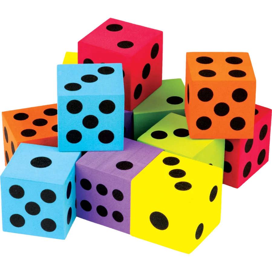 Colorful Large Dice 12-Pack
