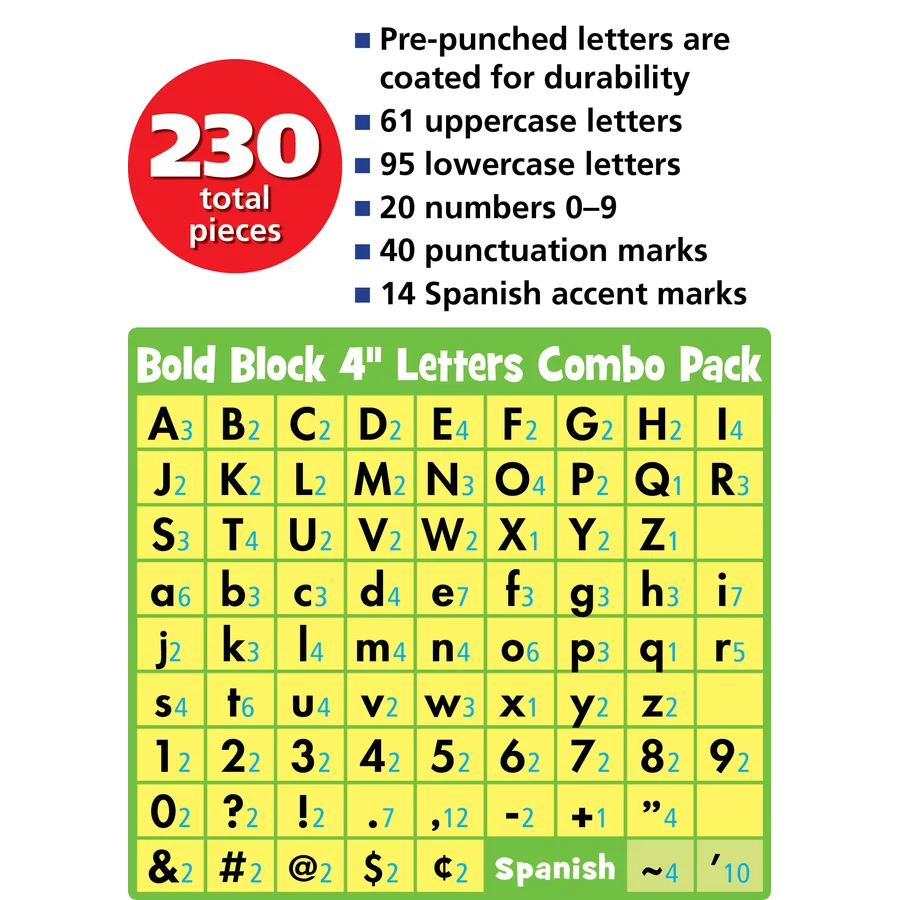 Black & White Bold Block 4" Letters Combo Pack