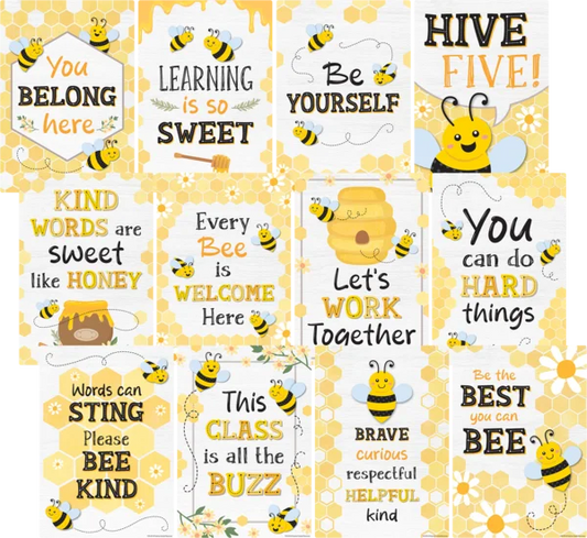 Buzzing Bees Positive Sayings Small Poster Pack - 12 pcs