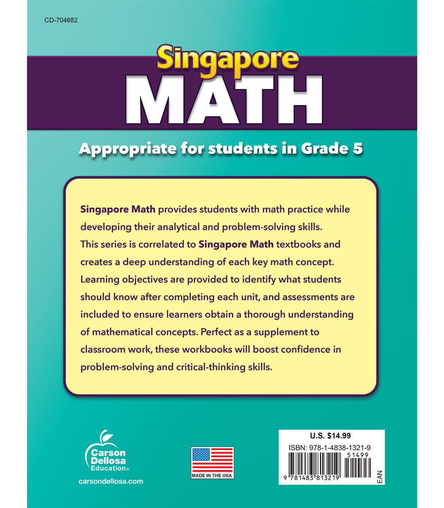 Singapore Math Workbook Grade 5 Paperback