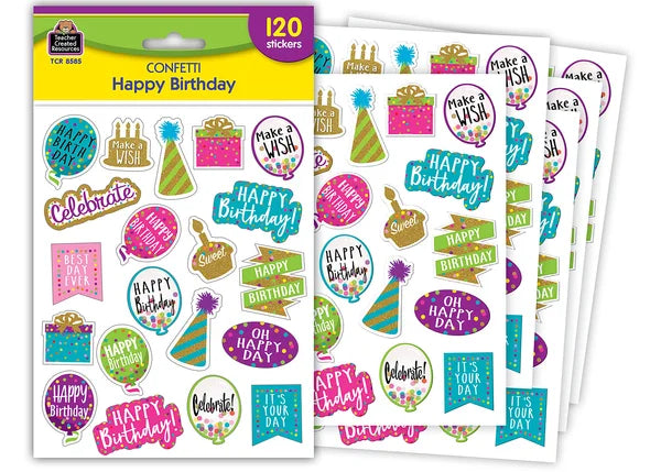 Confetti Happy Birthday Stickers