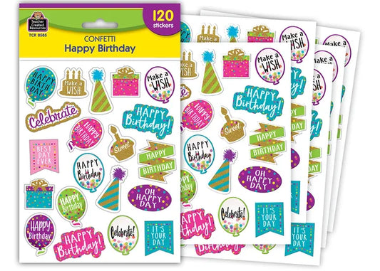 Confetti Happy Birthday Stickers