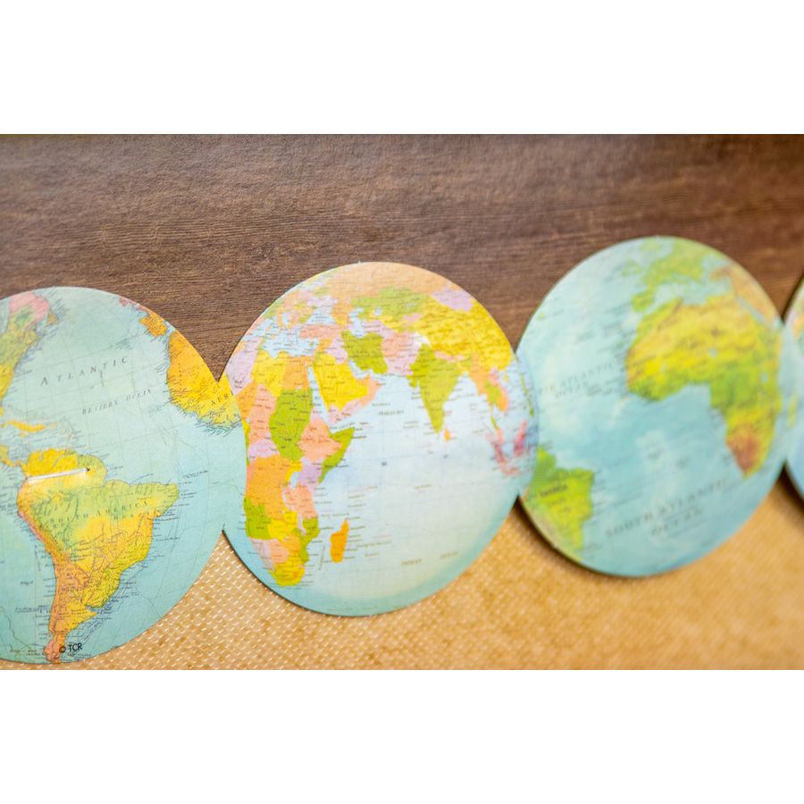 Travel the Map Globes Die-Cut Border Trim