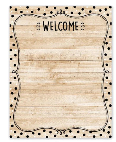 Core Decor Black, White, and Wood Welcome Chart