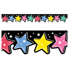 Star Bright Colorful Stars on Black EZ Border