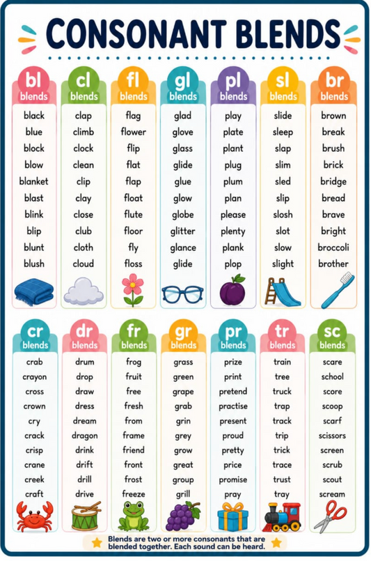 Consonant Blends chart