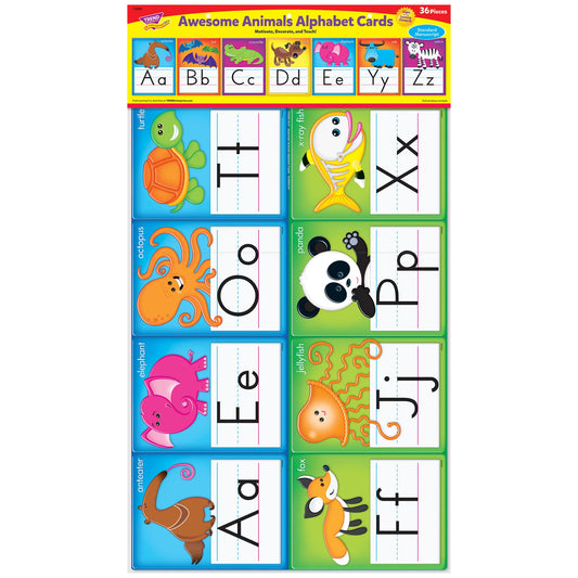 Awesome Animals Alphabet Cards Standard Manuscript Bulletin Board Set