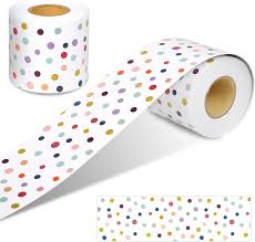 Colorful Painted Dots Straight Rolled Border Trim