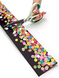 Colorful Confetti on Black Straight Border