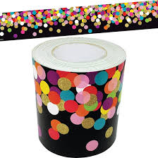 Colorful Confetti on Black Straight Border