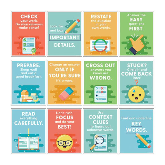 Mini Posters Test-Taking Strategies (Pack of 12)