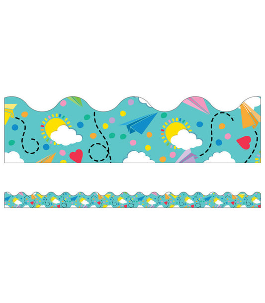 Paper Airplanes Scalloped Borders