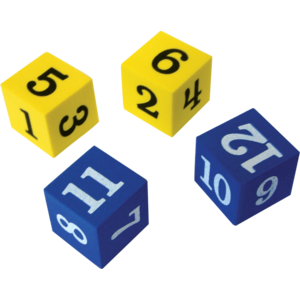 Foam Numbered Dice (numerals 1-12)  set of 2