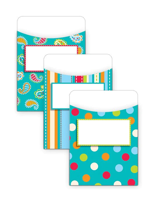 Dots on Turquoise Library Pockets