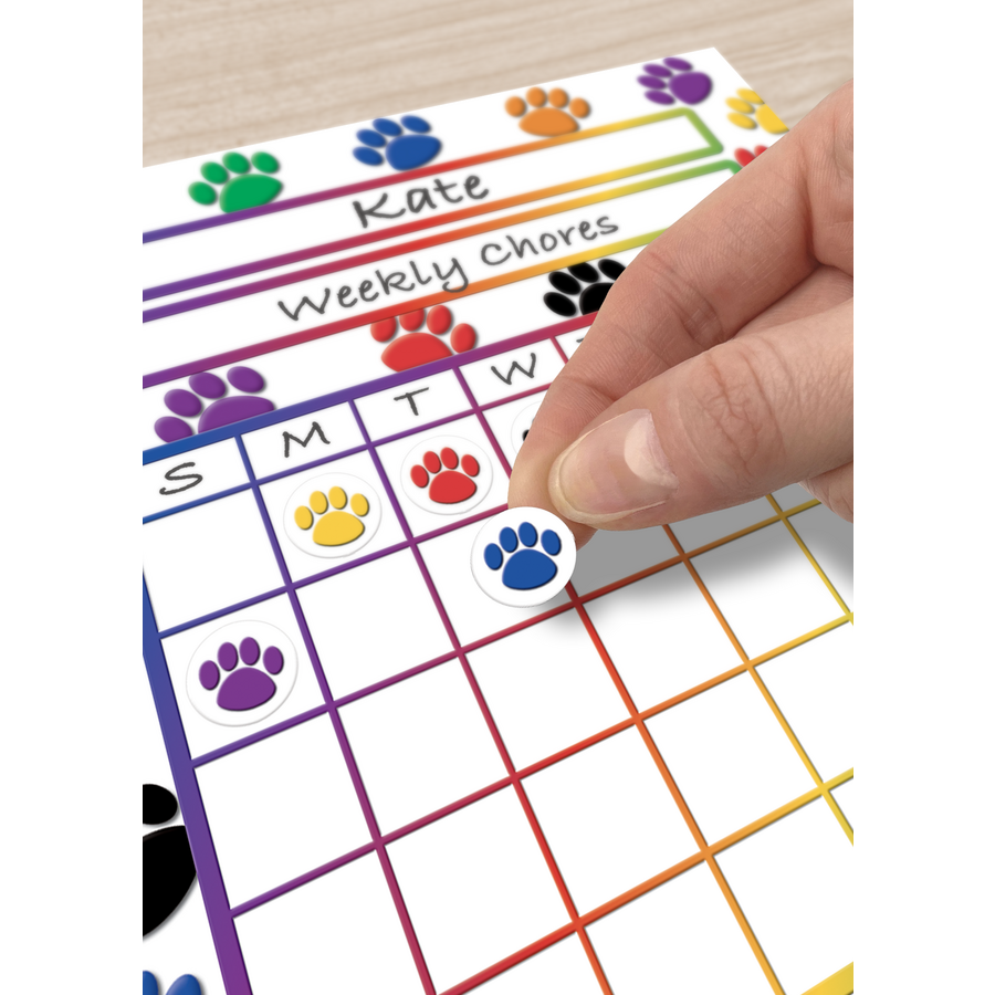 Colorful Paw Prints Mini Stickers