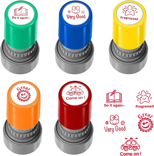 5pcs Teacher Stamps for School........Self-Inking Rubber Stamps