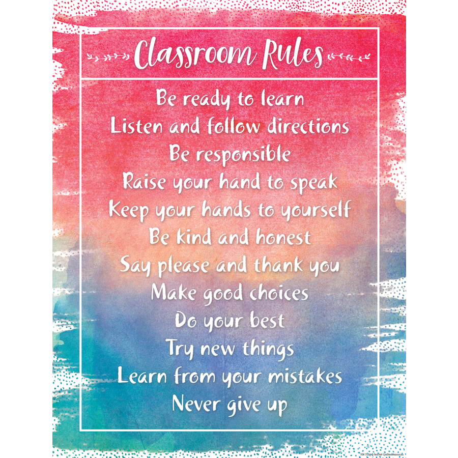 Watercolor Classroom Rules Chart