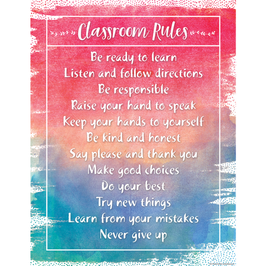 Watercolor Classroom Rules Chart