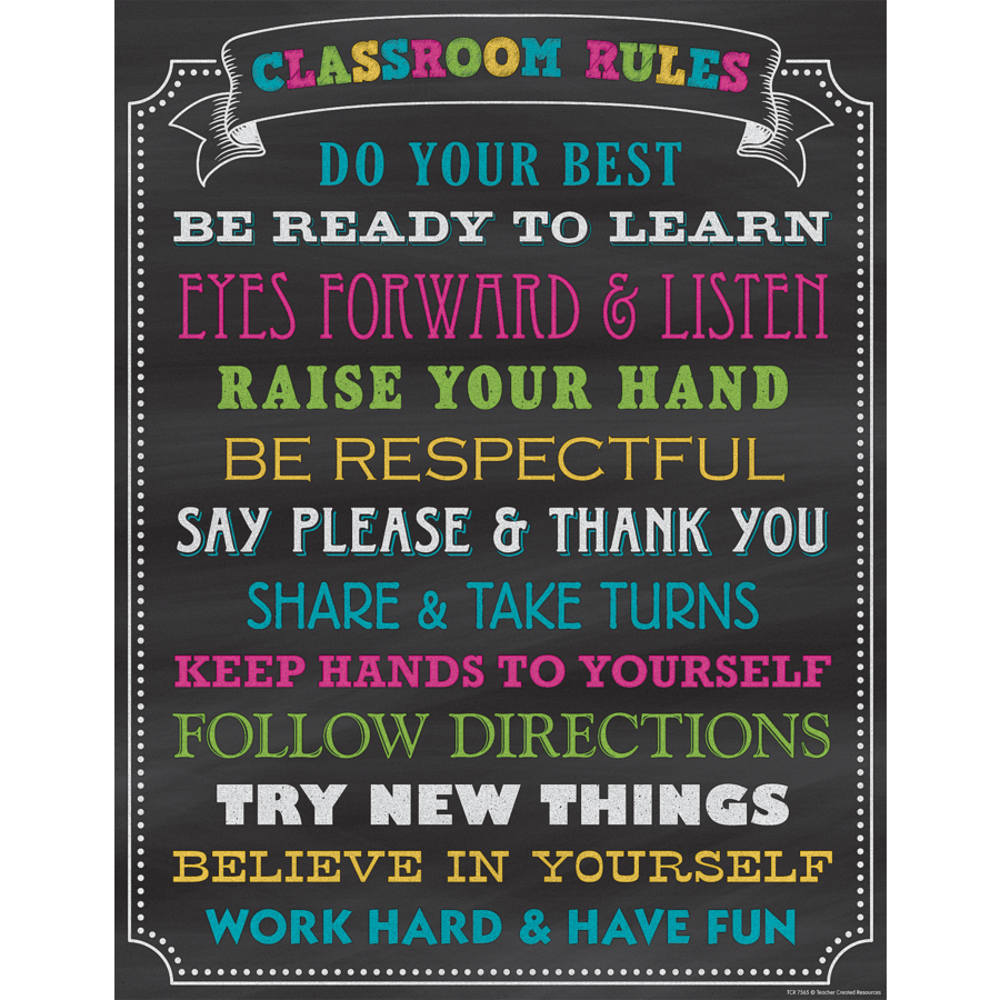 Chalkboard Brights Classroom Rules Chart