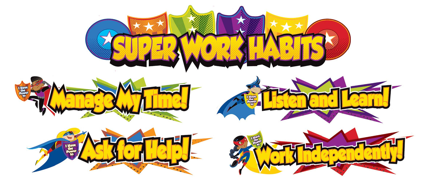 Super Power Super Work Habits Mini Bulletin Board Set