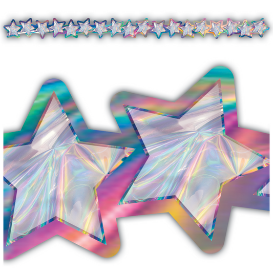 Iridescent Stars Die-Cut Border Trim