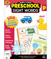 Preschool Sight Words Workbook Grade P Preschool Paperback