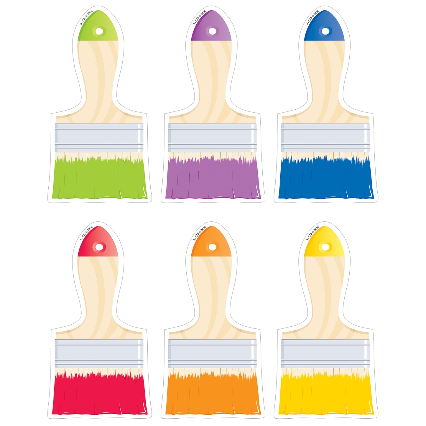 6" Painted Palette Paintbrushes Designer Cut-Outs