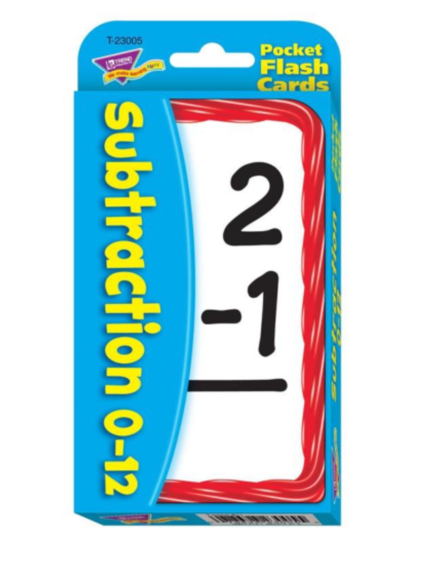 Subtraction 0-12 Pocket Flash Cards