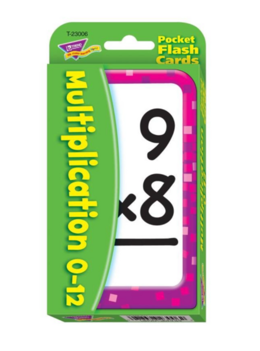 Multiplication 0-12 Pocket Flash Cards