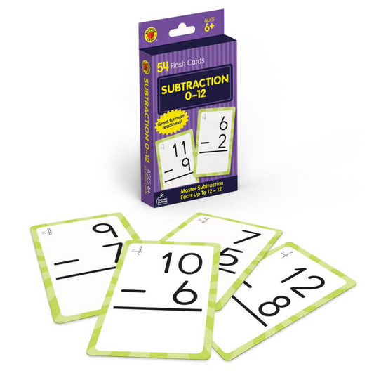 Subtraction 0 to 12 Flash Cards Grade 1-3